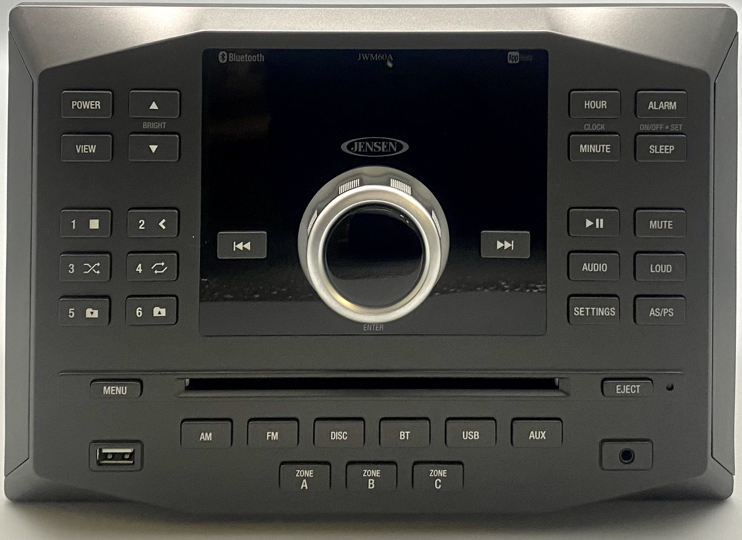 FACTORY-REMANUFACTURED JENSEN DVD/USB/Bluetooth/App-Ready Wallmount Stereo